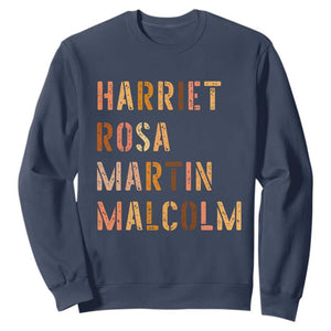 Black History Leaders Sweatshirt Harriet Rosa Martin Malcolm TS14 Navy Print Your Wear