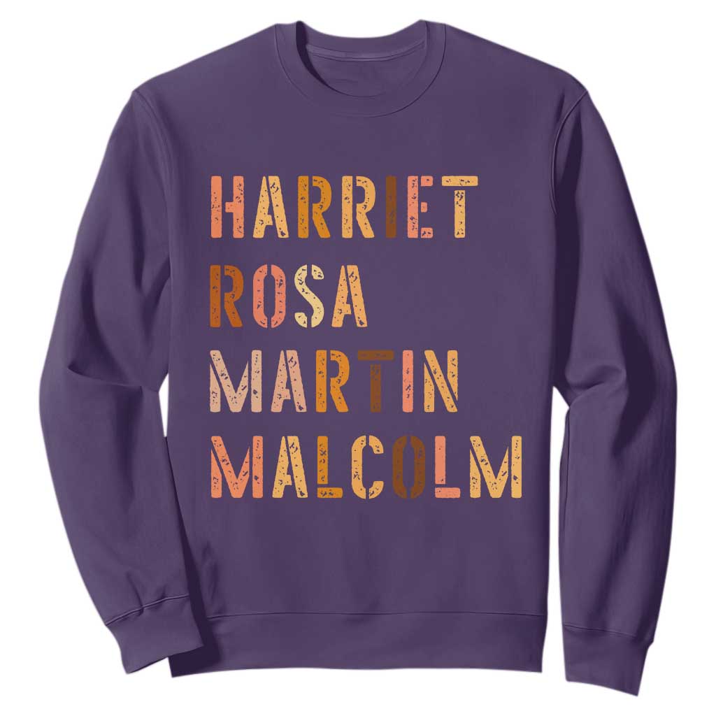 Black History Leaders Sweatshirt Harriet Rosa Martin Malcolm TS14 Purple Print Your Wear