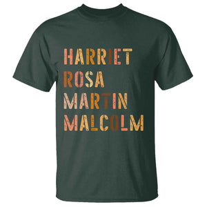 Black History Leaders T Shirt Harriet Rosa Martin Malcolm TS14 Dark Forest Green Print Your Wear