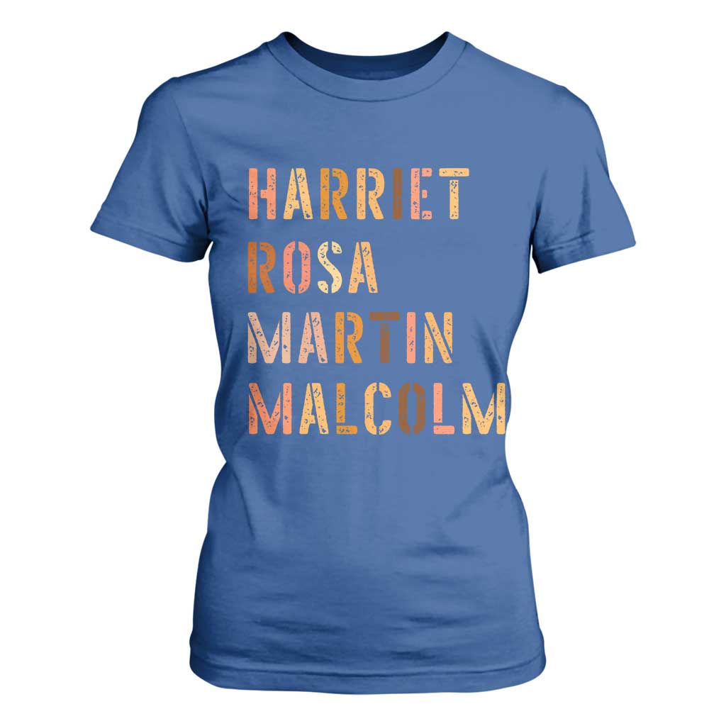 Black History Leaders T Shirt For Women Harriet Rosa Martin Malcolm TS14 Royal Blue Print Your Wear