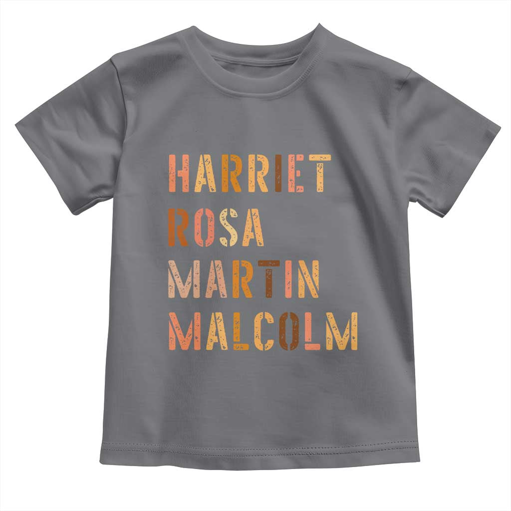 Black History Leaders Toddler T Shirt Harriet Rosa Martin Malcolm TS14 Charcoal Print Your Wear