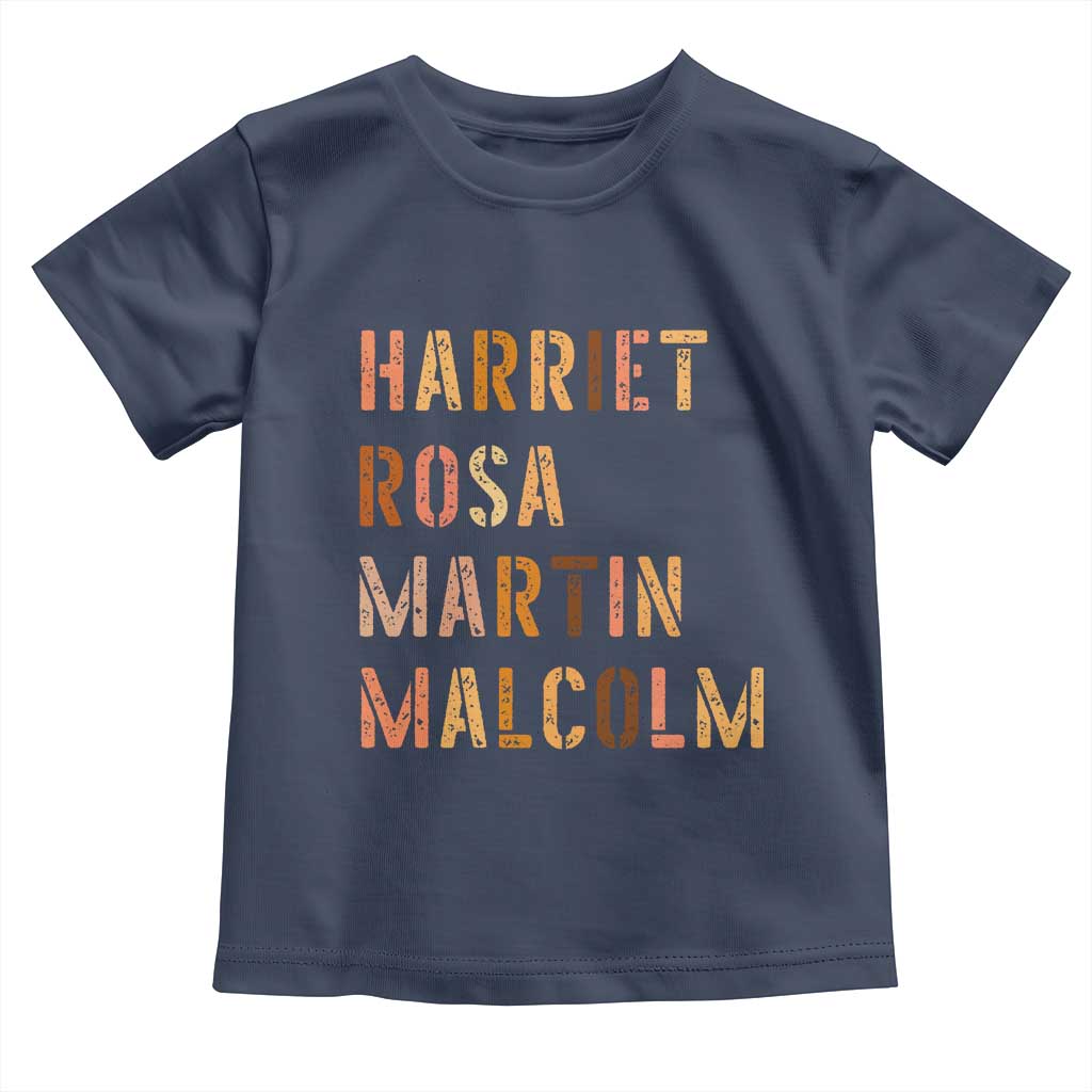 Black History Leaders Toddler T Shirt Harriet Rosa Martin Malcolm TS14 Navy Print Your Wear