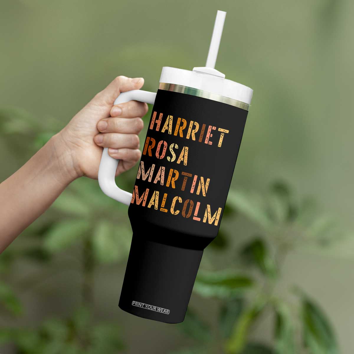 Black History Leaders Tumbler With Handle Harriet Rosa Martin Malcolm TS14 Print Your Wear