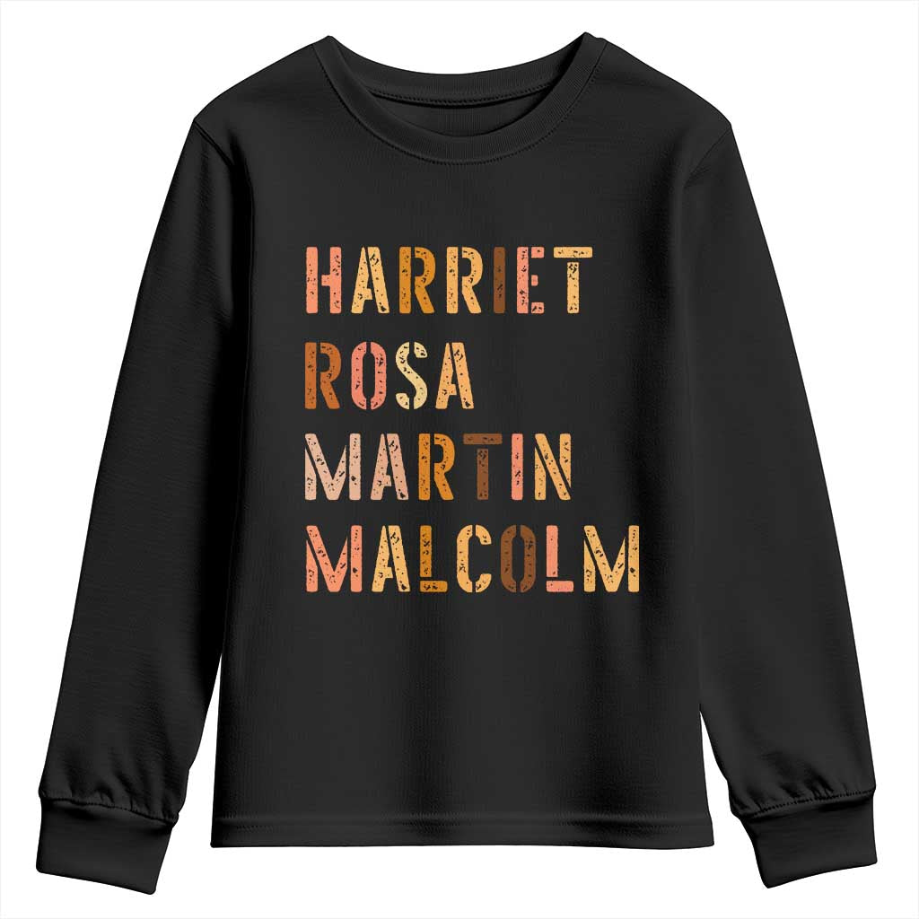 Black History Leaders Youth Sweatshirt Harriet Rosa Martin Malcolm TS14 Black Print Your Wear