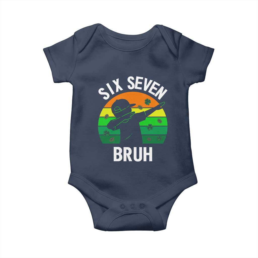67 Bruh St Patricks Day Baby Onesie Funny Six Seven Boys Kids Dabbing Meme TS14 Navy Print Your Wear