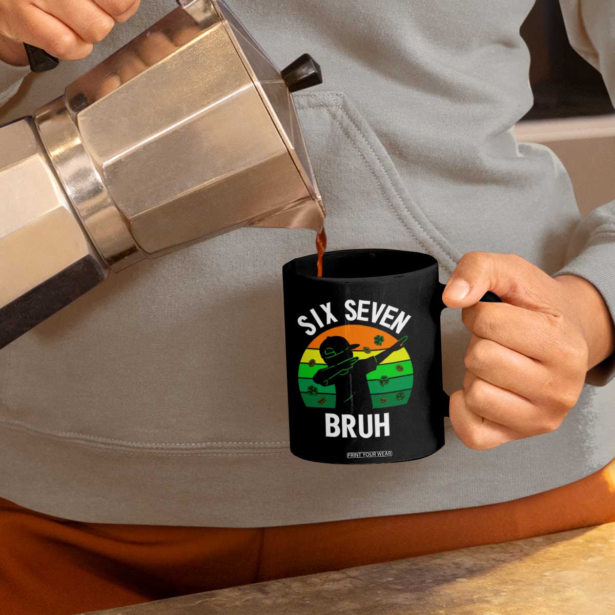 67 Bruh St Patricks Day Coffee Mug Funny Six Seven Boys Kids Dabbing Meme TS14 Print Your Wear