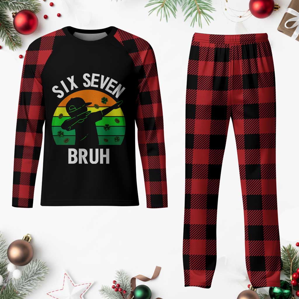 67 Bruh St Patricks Day Plaid Pajama Set Funny Six Seven Boys Kids Dabbing Meme TS14 Buffalo Plaid Print Your Wear