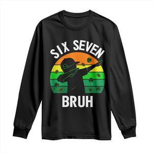 67 Bruh St Patricks Day Long Sleeve Shirt Funny Six Seven Boys Kids Dabbing Meme TS14 Black Print Your Wear