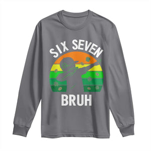 67 Bruh St Patricks Day Long Sleeve Shirt Funny Six Seven Boys Kids Dabbing Meme TS14 Charcoal Print Your Wear