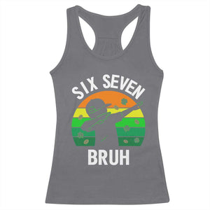 67 Bruh St Patricks Day Racerback Tank Top Funny Six Seven Boys Kids Dabbing Meme TS14 Charcoal Print Your Wear