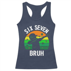 67 Bruh St Patricks Day Racerback Tank Top Funny Six Seven Boys Kids Dabbing Meme TS14 Navy Print Your Wear