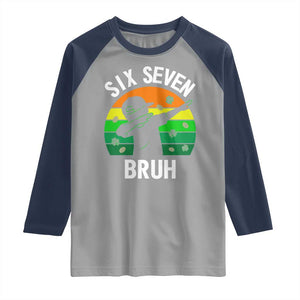 67 Bruh St Patricks Day Raglan Shirt Funny Six Seven Boys Kids Dabbing Meme TS14 Sport Gray Navy Print Your Wear