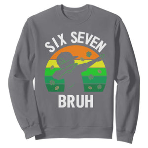 67 Bruh St Patricks Day Sweatshirt Funny Six Seven Boys Kids Dabbing Meme TS14 Charcoal Print Your Wear