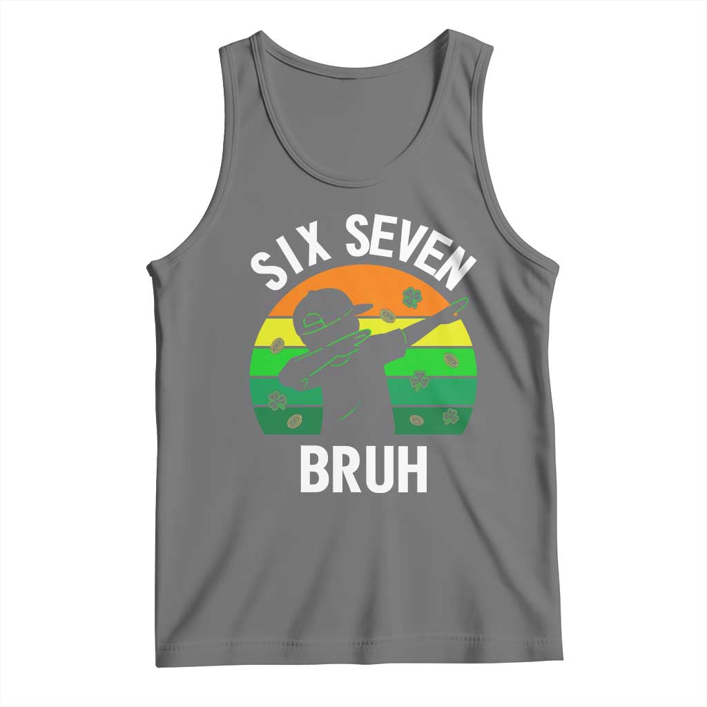 67 Bruh St Patricks Day Tank Top Funny Six Seven Boys Kids Dabbing Meme TS14 Black Heather Print Your Wear