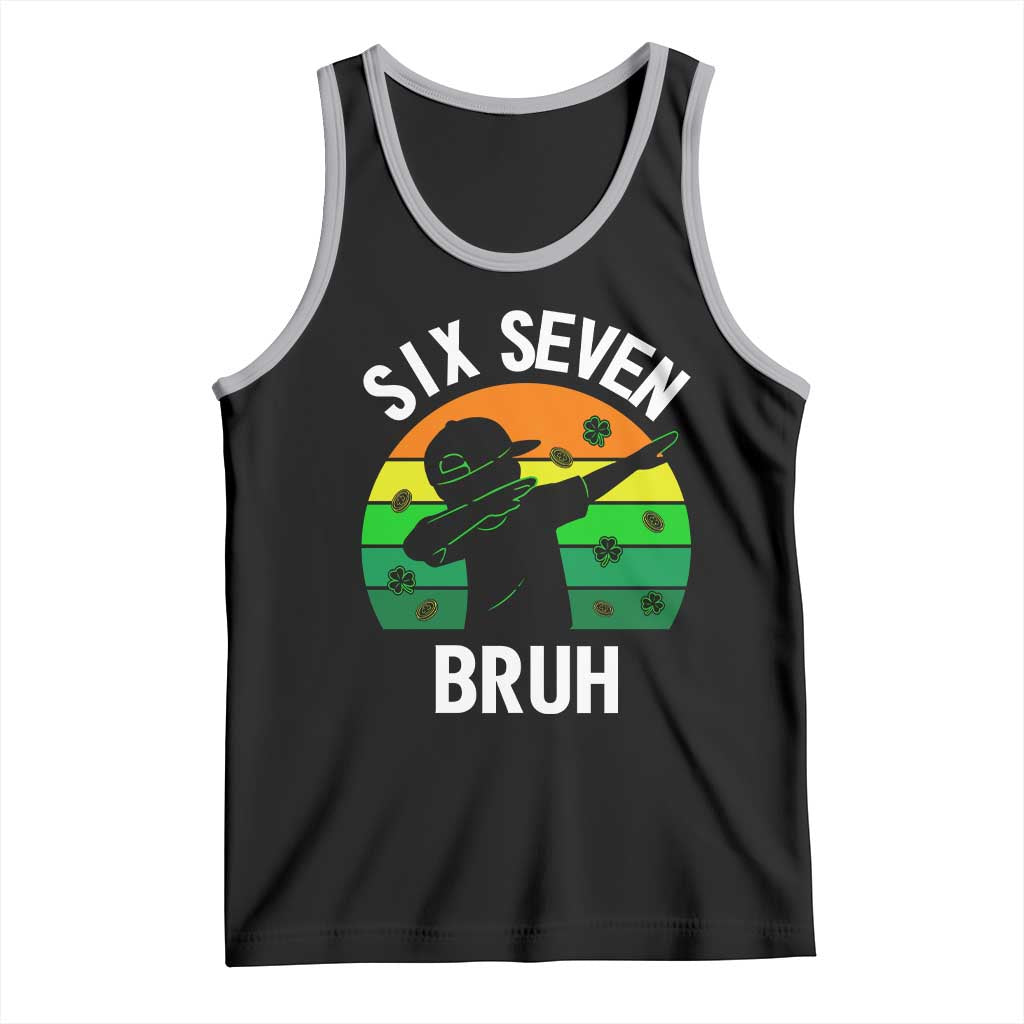 67 Bruh St Patricks Day Tank Top Funny Six Seven Boys Kids Dabbing Meme TS14 Black Athletic Heather Print Your Wear