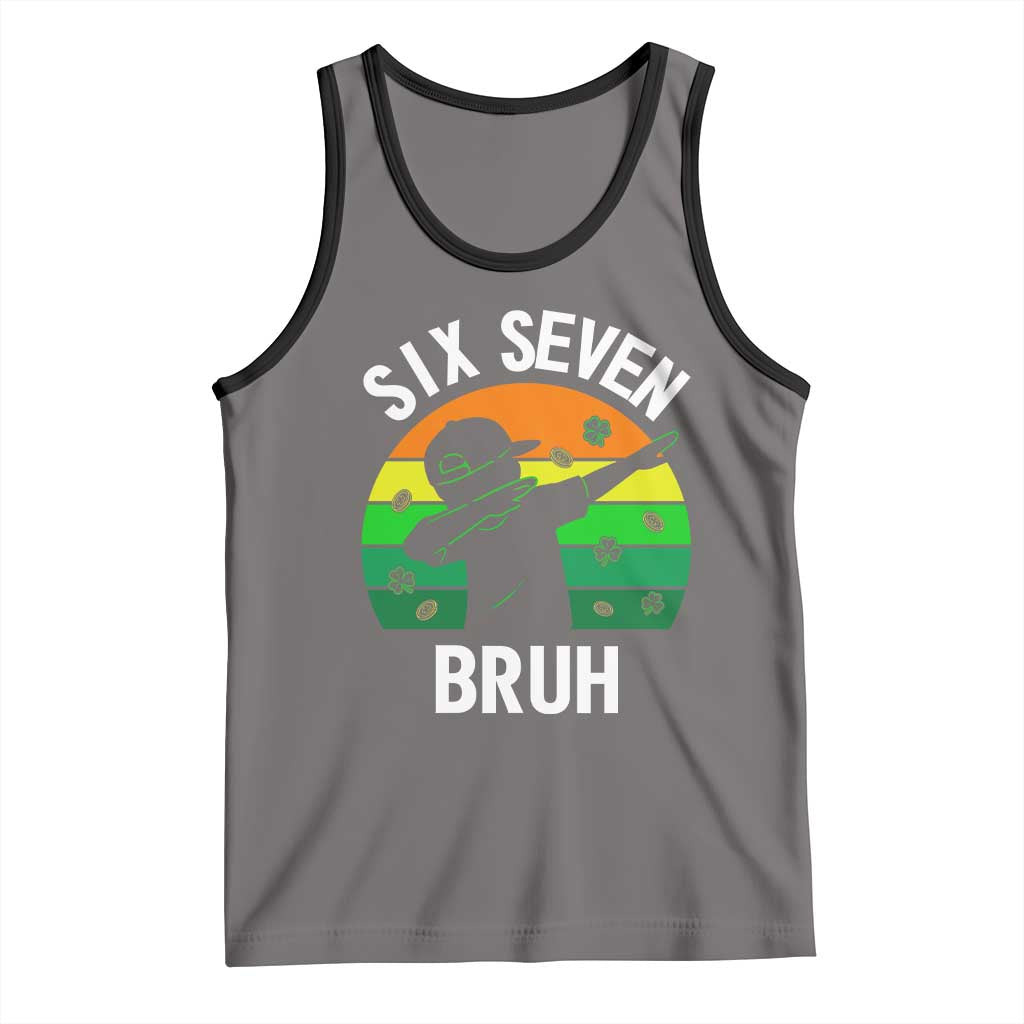 67 Bruh St Patricks Day Tank Top Funny Six Seven Boys Kids Dabbing Meme TS14 Deep Heather Black Print Your Wear