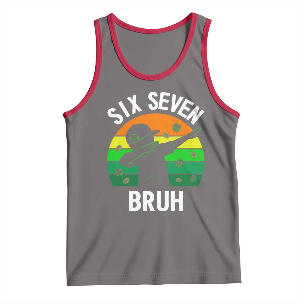 67 Bruh St Patricks Day Tank Top Funny Six Seven Boys Kids Dabbing Meme TS14 Deep Heather Red Print Your Wear