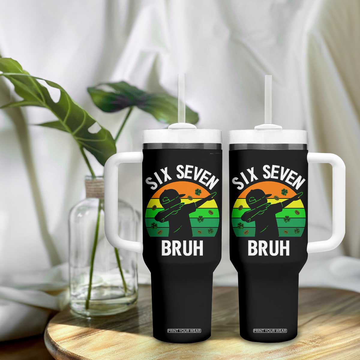 67 Bruh St Patricks Day Tumbler With Handle Funny Six Seven Boys Kids Dabbing Meme TS14 Print Your Wear