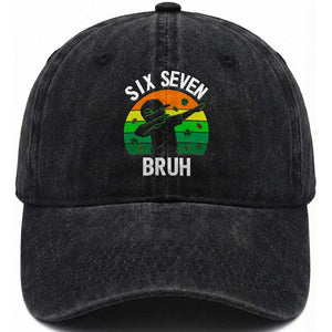 67 Bruh St Patricks Day Washed Cotton Baseball Cap Funny Six Seven Boys Kids Dabbing Meme TS14 Washed Cap Universal Fit Black Print Your Wear
