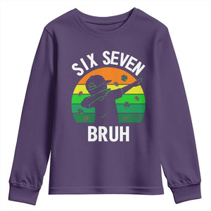 67 Bruh St Patricks Day Youth Sweatshirt Funny Six Seven Boys Kids Dabbing Meme TS14 Purple Print Your Wear