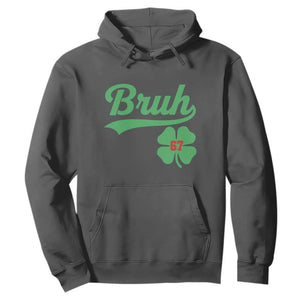67 Bruh St Patricks Day Hoodie Funny Six Seven Shamrock Meme TS14 Dark Heather Print Your Wear
