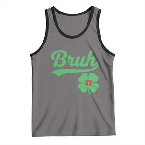 67 Bruh St Patricks Day Tank Top Funny Six Seven Shamrock Meme TS14 Deep Heather Black Print Your Wear