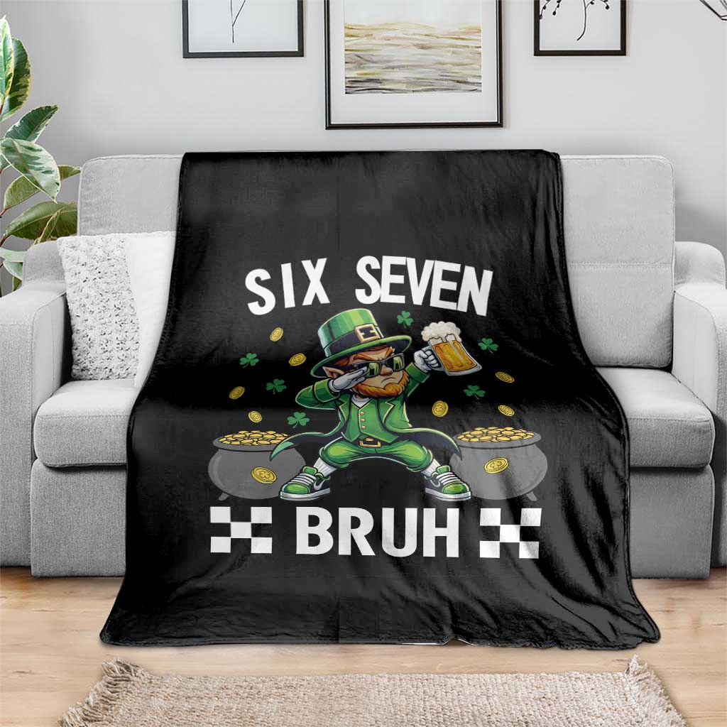 67 Bruh St Patricks Day Throw Blanket Funny Six Seven Leprechaun Bruh Meme TS14 Print Your Wear