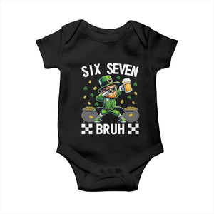 67 Bruh St Patricks Day Baby Onesie Funny Six Seven Leprechaun Bruh Meme TS14 Black Print Your Wear