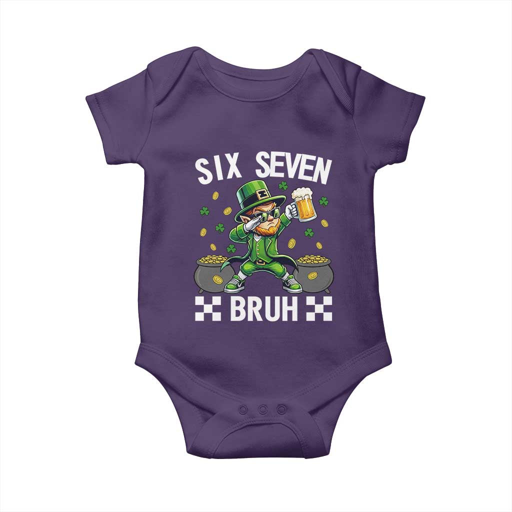 67 Bruh St Patricks Day Baby Onesie Funny Six Seven Leprechaun Bruh Meme TS14 Purple Print Your Wear