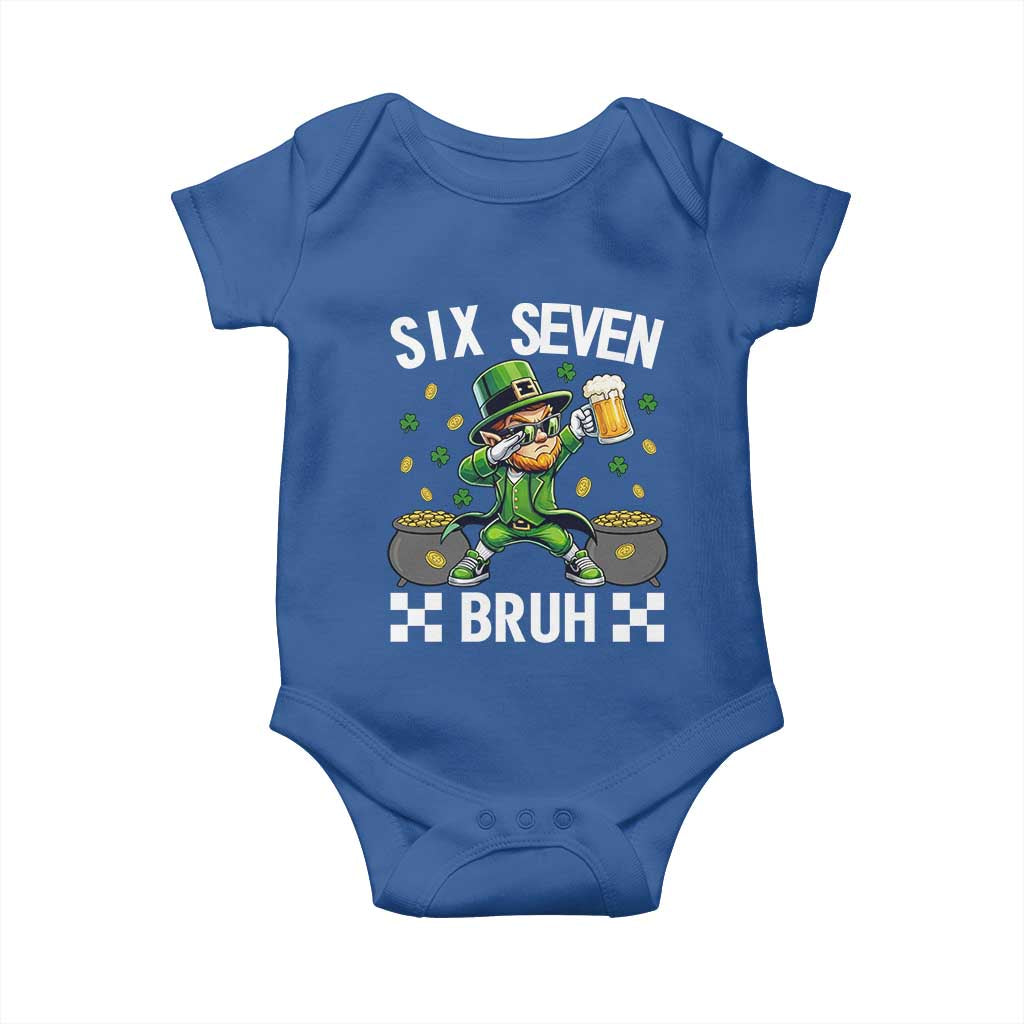 67 Bruh St Patricks Day Baby Onesie Funny Six Seven Leprechaun Bruh Meme TS14 Royal Blue Print Your Wear