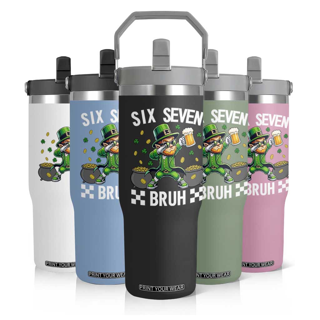 67 Bruh St Patricks Day Flip Straw Tumbler Funny Six Seven Leprechaun Bruh Meme TS14 Print Your Wear