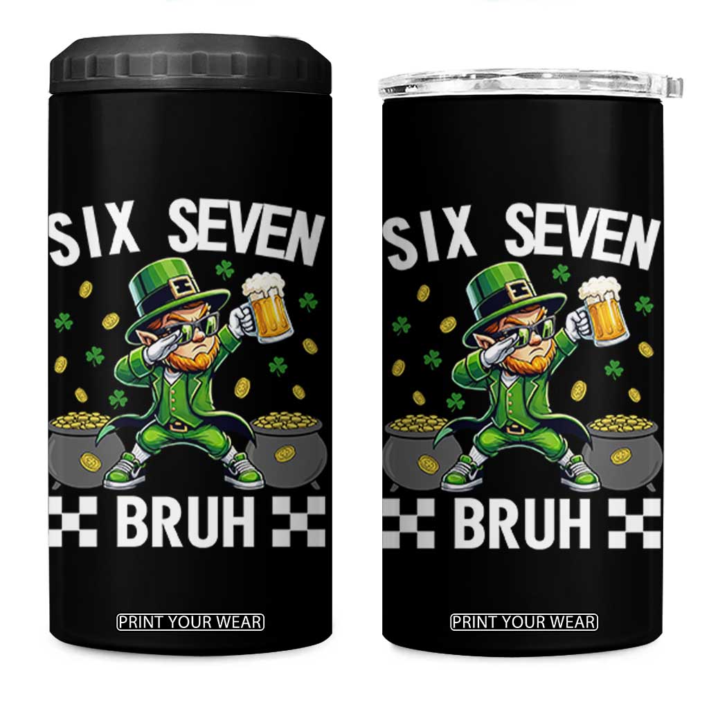 67 Bruh St Patricks Day 4 in 1 Can Cooler Tumbler Funny Six Seven Leprechaun Bruh Meme TS14 One Size: 16 oz Black Print Your Wear