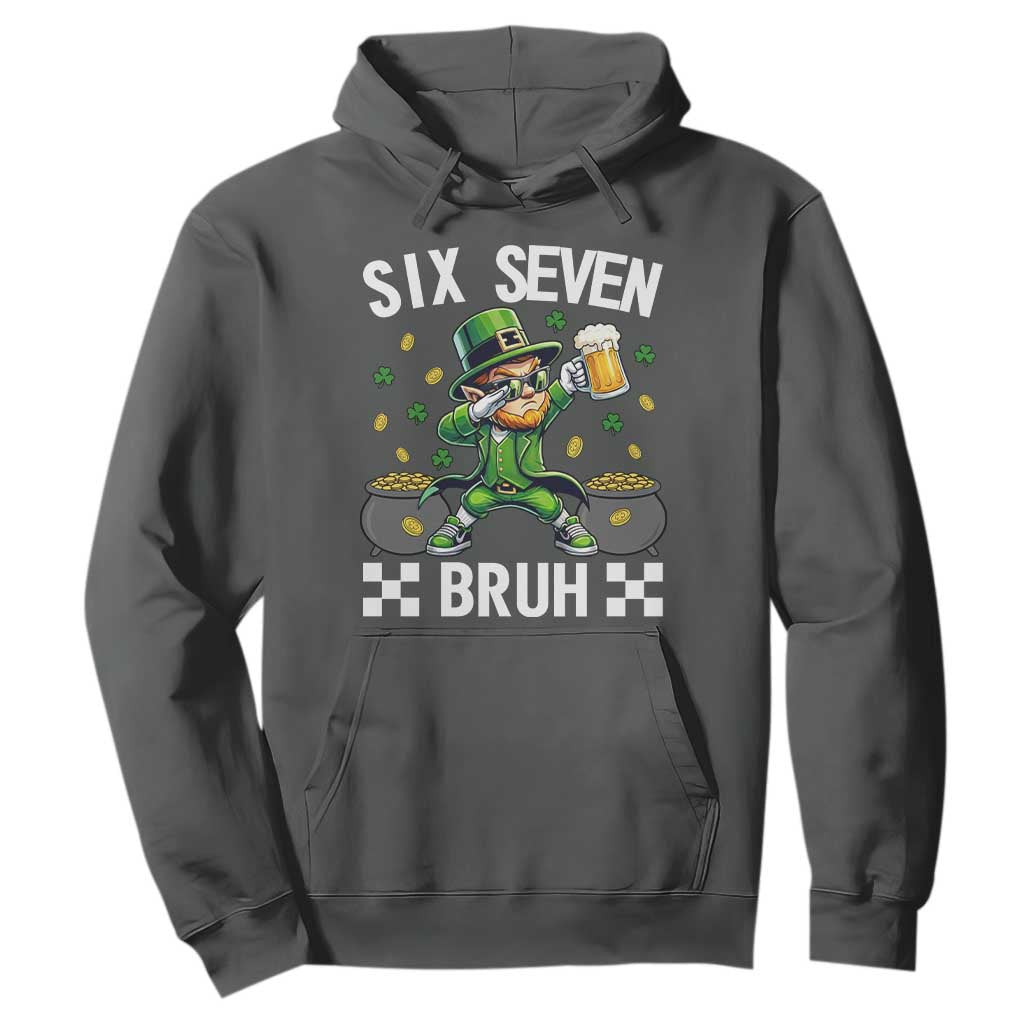 67 Bruh St Patricks Day Hoodie Funny Six Seven Leprechaun Bruh Meme TS14 Dark Heather Print Your Wear