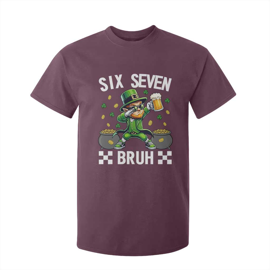 67 Bruh St Patricks Day T Shirt For Kid Funny Six Seven Leprechaun Bruh Meme TS14 Maroon Print Your Wear