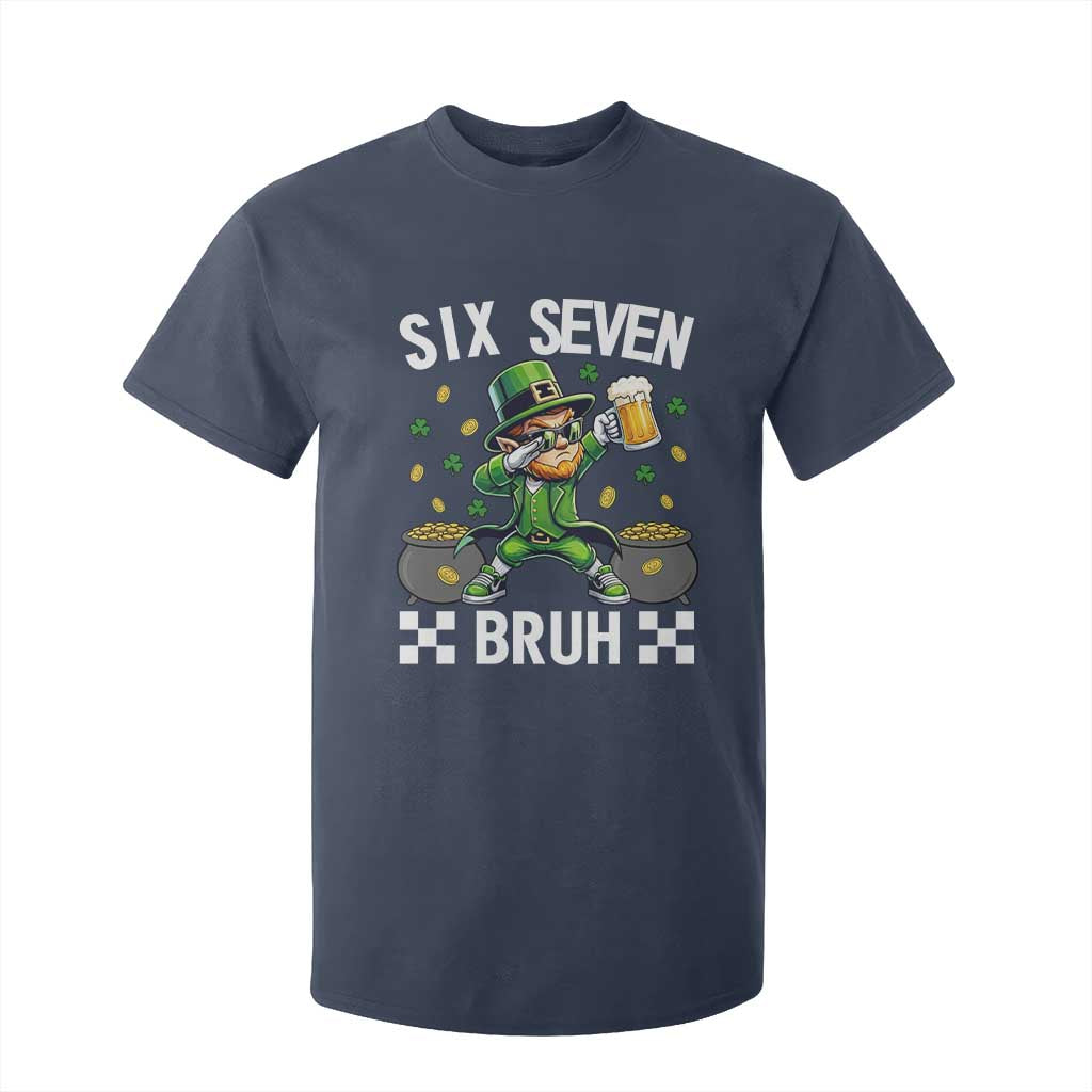 67 Bruh St Patricks Day T Shirt For Kid Funny Six Seven Leprechaun Bruh Meme TS14 Navy Print Your Wear