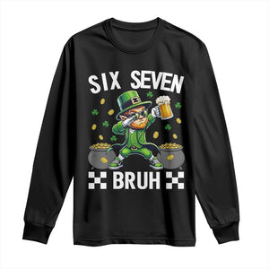 67 Bruh St Patricks Day Long Sleeve Shirt Funny Six Seven Leprechaun Bruh Meme TS14 Black Print Your Wear