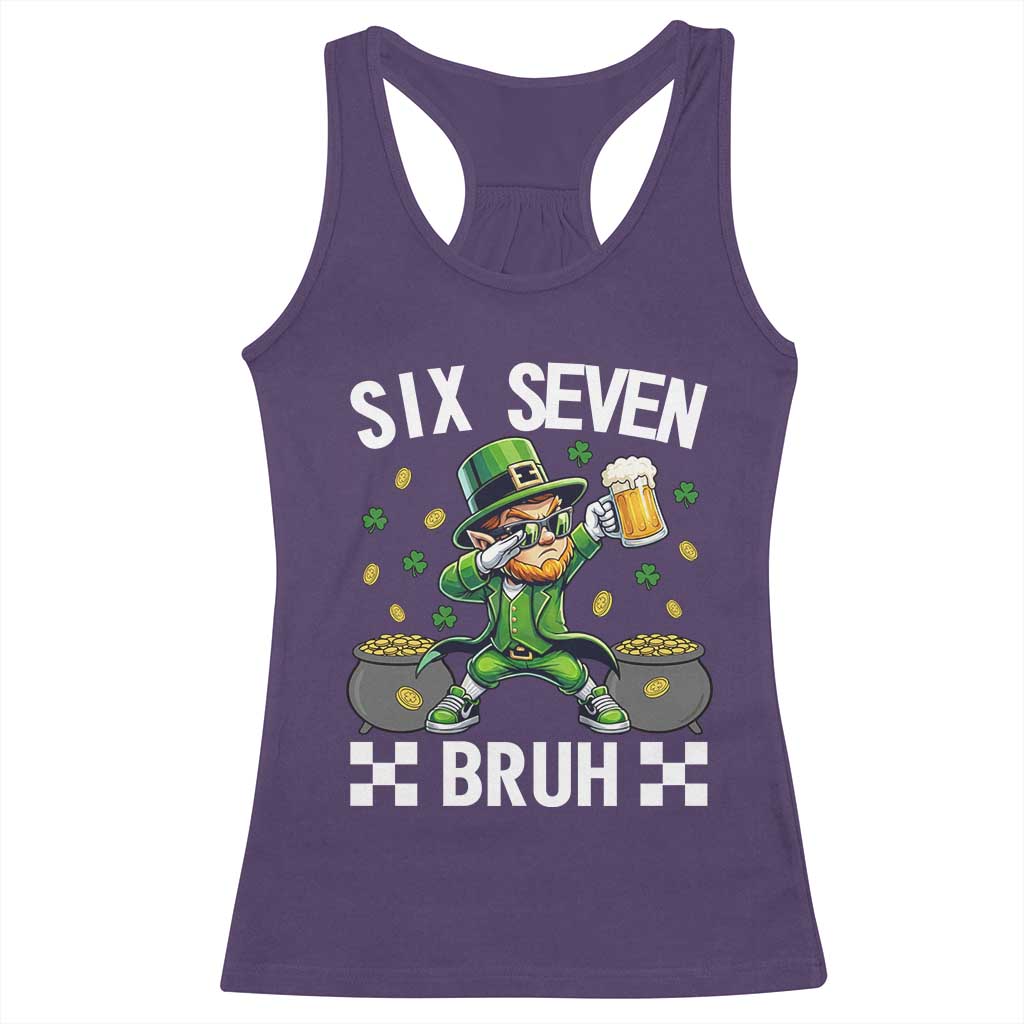 67 Bruh St Patricks Day Racerback Tank Top Funny Six Seven Leprechaun Bruh Meme TS14 Purple Print Your Wear