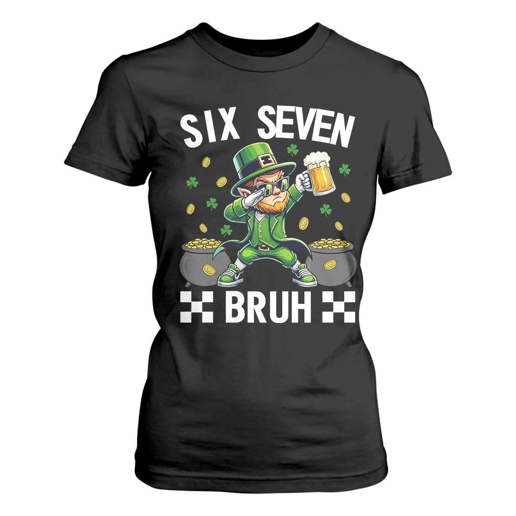 67 Bruh St Patricks Day T Shirt For Women Funny Six Seven Leprechaun Bruh Meme TS14 Black Print Your Wear