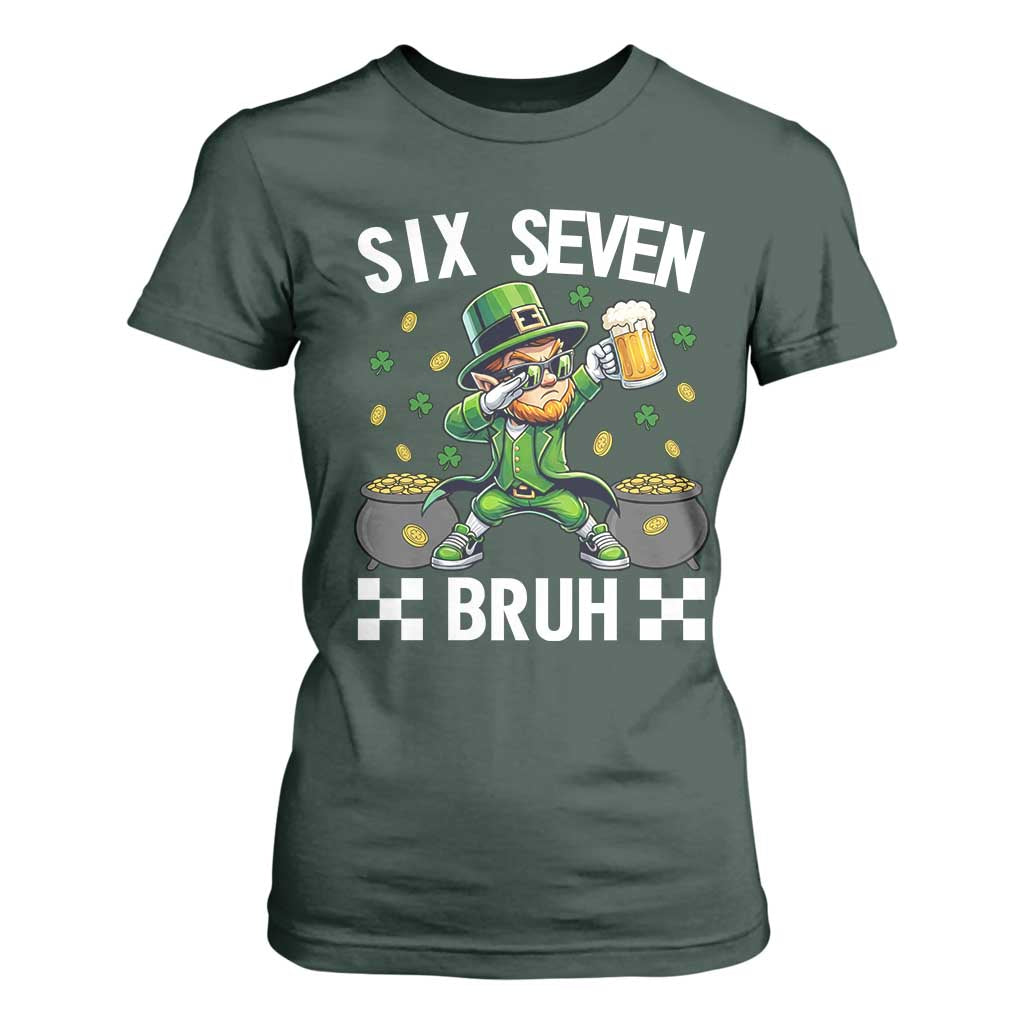 67 Bruh St Patricks Day T Shirt For Women Funny Six Seven Leprechaun Bruh Meme TS14 Dark Forest Green Print Your Wear
