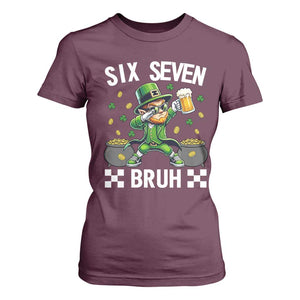 67 Bruh St Patricks Day T Shirt For Women Funny Six Seven Leprechaun Bruh Meme TS14 Maroon Print Your Wear