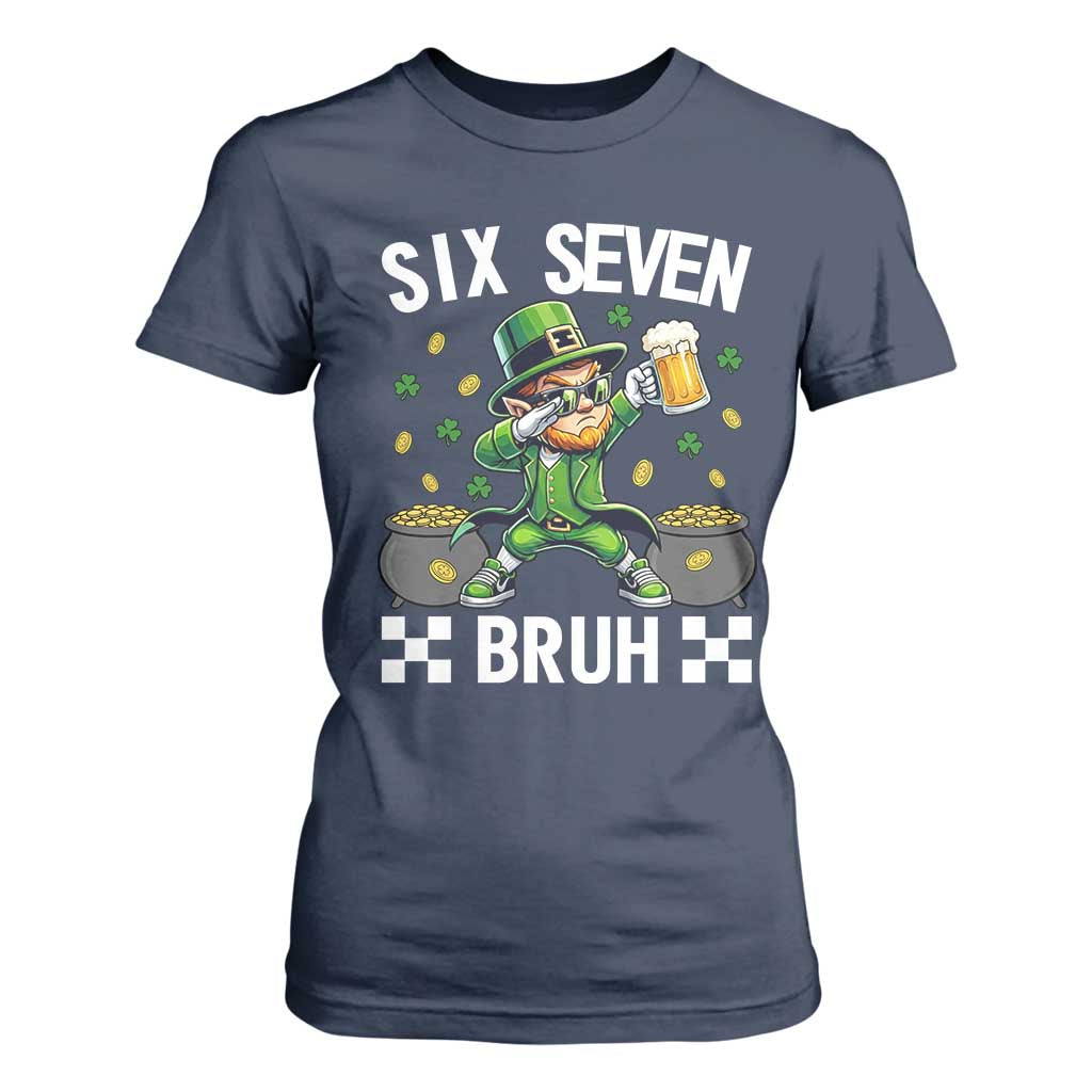 67 Bruh St Patricks Day T Shirt For Women Funny Six Seven Leprechaun Bruh Meme TS14 Navy Print Your Wear