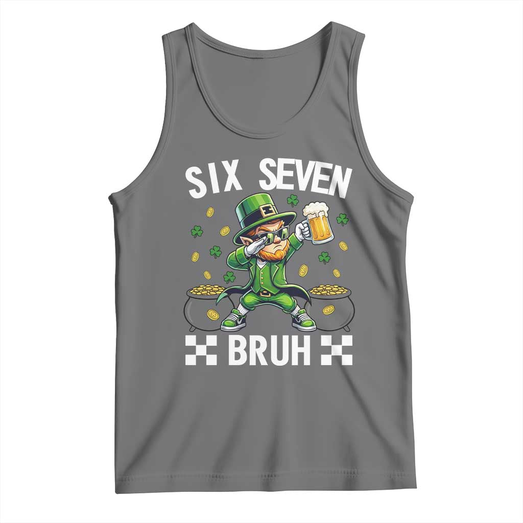 67 Bruh St Patricks Day Tank Top Funny Six Seven Leprechaun Bruh Meme TS14 Black Heather Print Your Wear