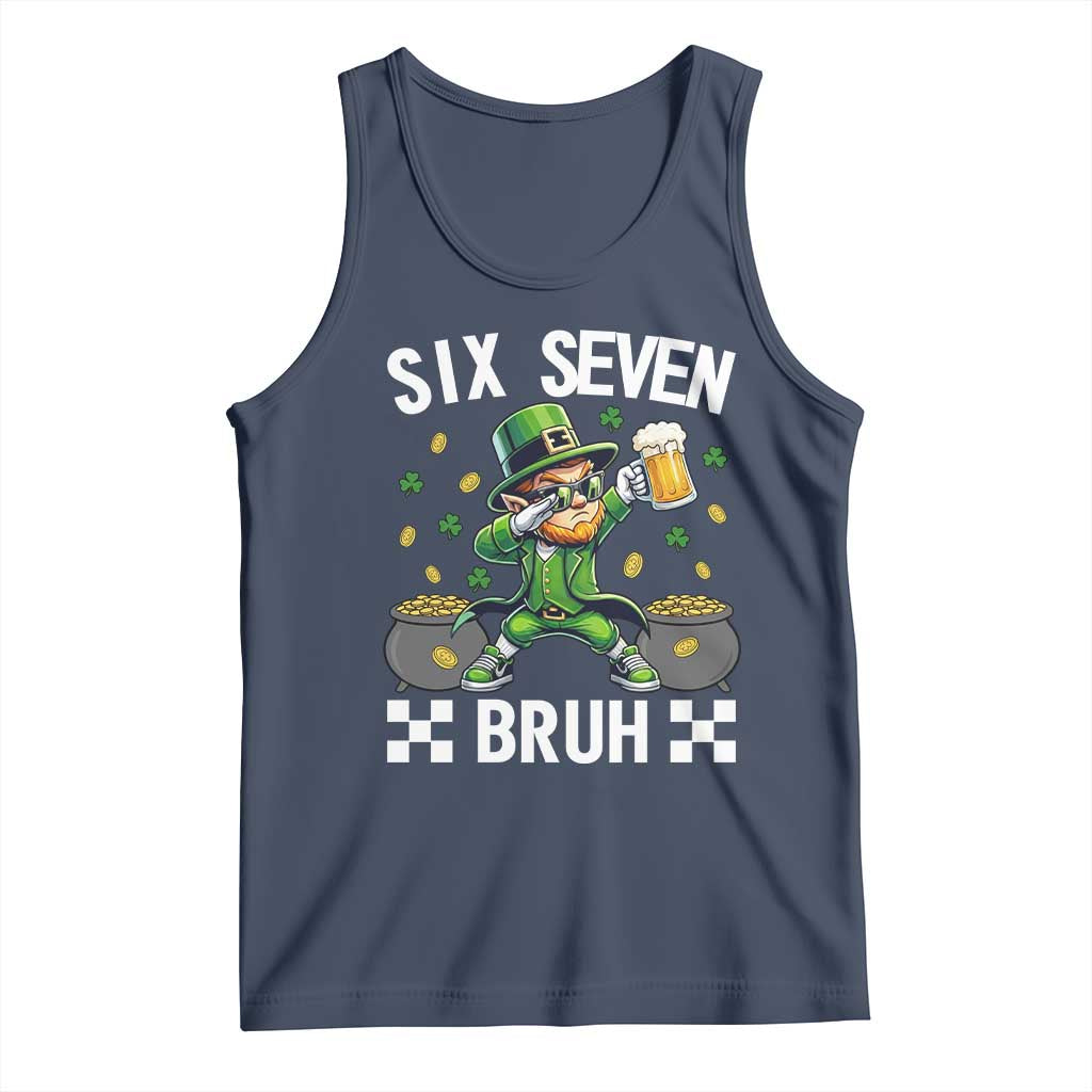 67 Bruh St Patricks Day Tank Top Funny Six Seven Leprechaun Bruh Meme TS14 Navy Print Your Wear