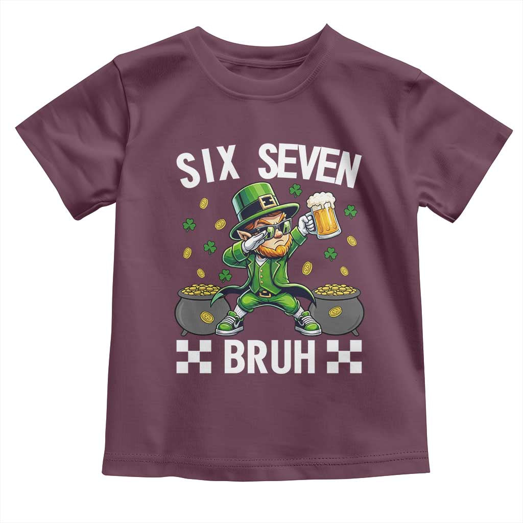 67 Bruh St Patricks Day Toddler T Shirt Funny Six Seven Leprechaun Bruh Meme TS14 Maroon Print Your Wear