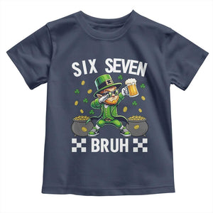 67 Bruh St Patricks Day Toddler T Shirt Funny Six Seven Leprechaun Bruh Meme TS14 Navy Print Your Wear