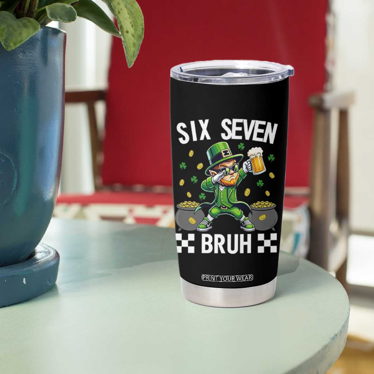 67 Bruh St Patricks Day Tumbler Cup Funny Six Seven Leprechaun Bruh Meme TS14 Print Your Wear