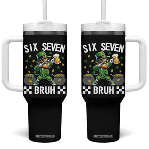 67 Bruh St Patricks Day Tumbler With Handle Funny Six Seven Leprechaun Bruh Meme TS14 One Size: 40 oz Black Print Your Wear