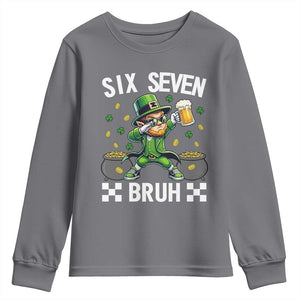 67 Bruh St Patricks Day Youth Sweatshirt Funny Six Seven Leprechaun Bruh Meme TS14 Charcoal Print Your Wear