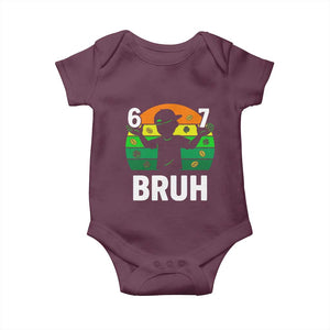 67 Bruh St Patricks Day Baby Onesie Funny Six Seven Boys Kids Meme TS14 Maroon Print Your Wear