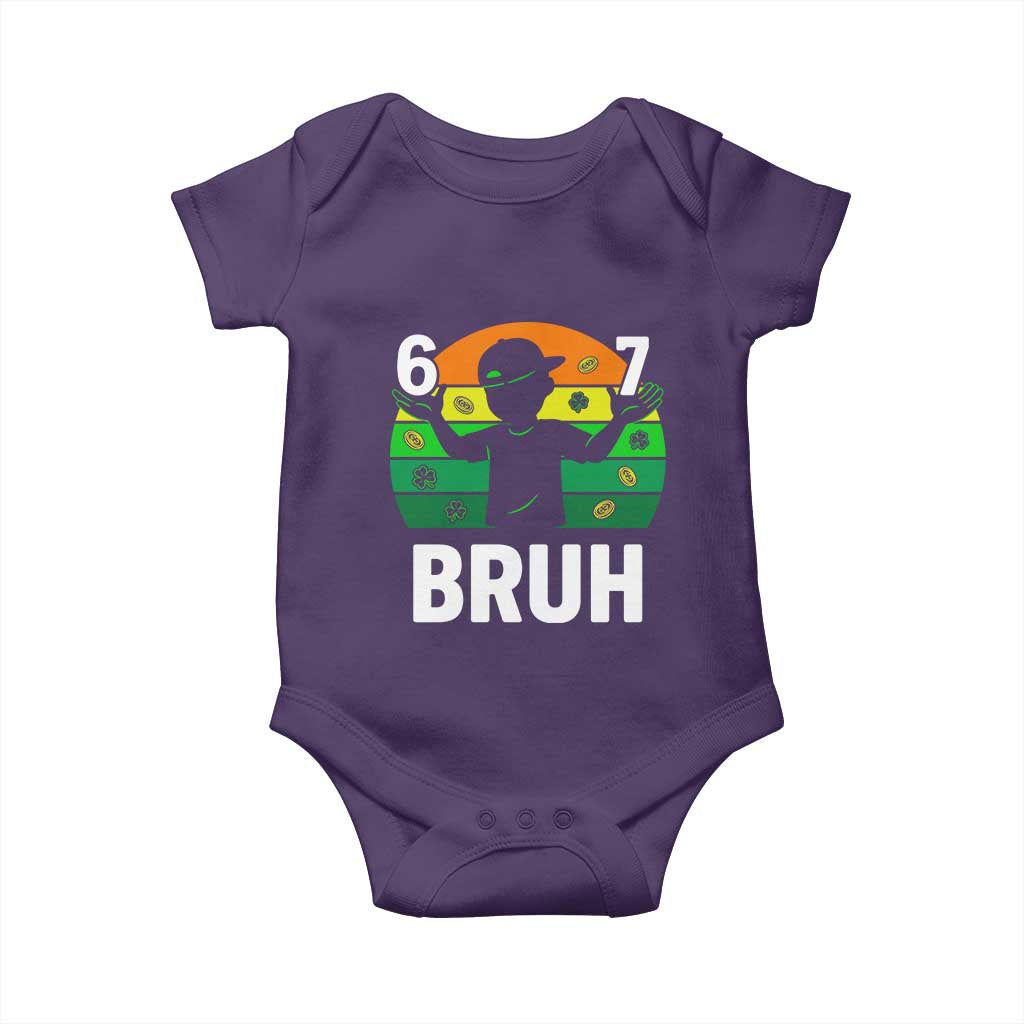 67 Bruh St Patricks Day Baby Onesie Funny Six Seven Boys Kids Meme TS14 Purple Print Your Wear
